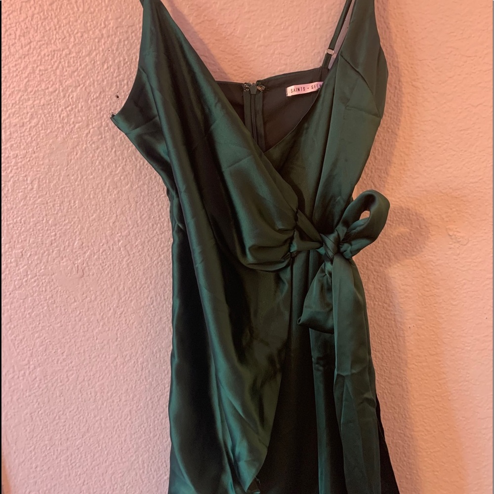 green wrap dress